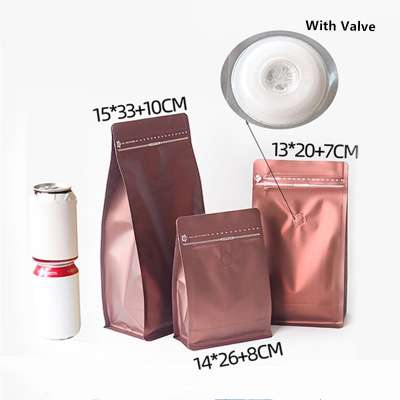 Custom printing coffee bag with valve matte zip lock aluminum coffee bean packaging bag with logo