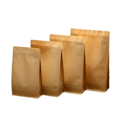 biodegradable food brown paper package bags with zipper and  logo print