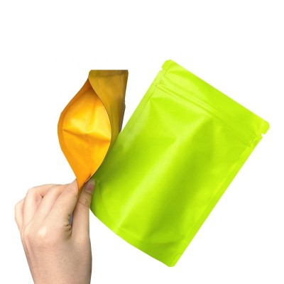 Stand up pouch zip lock matte laminated bags tea plastic matt foil bag